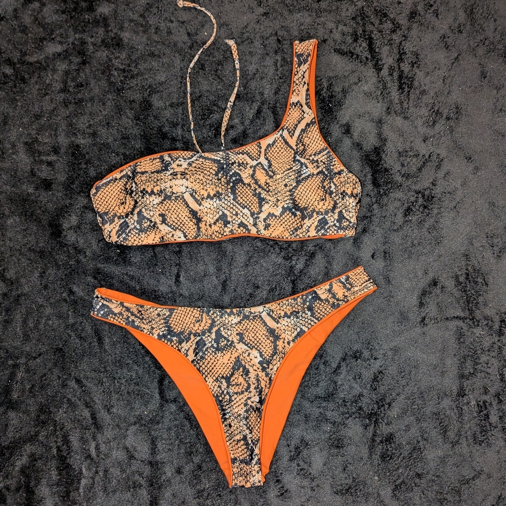 Orange & Python Print Bikini